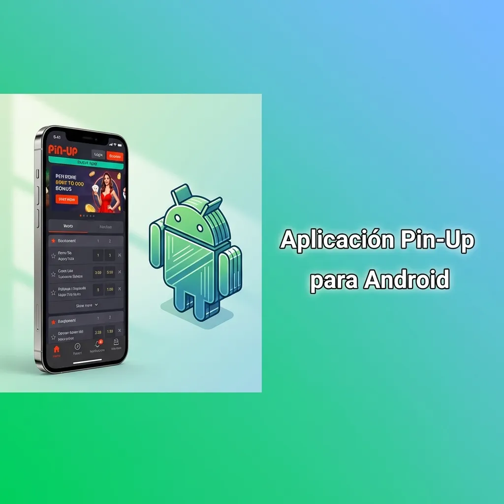 Pin-Up Android app icon showing sports betting and casino gaming features on mobile device